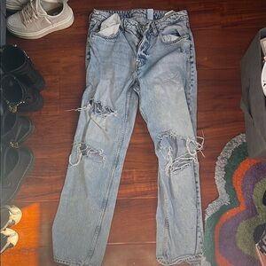 Trendy Light Blue Distressed Jeans